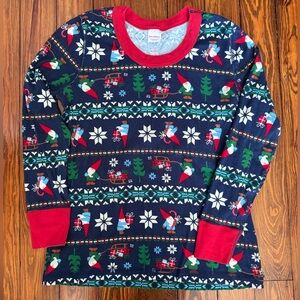 Hanna Andersson Gnome Christmas Snowflake Present ADULT UNISEX Pajama Top Large